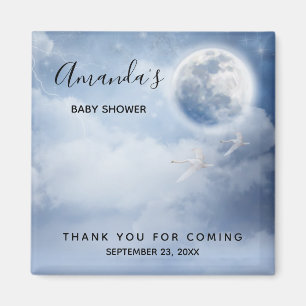 Beautiful Blue Sky mit Flying Swans Baby Dusche Magnet