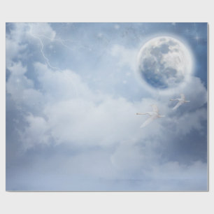 Beautiful Blue Sky mit Flying Swans Geschenkpapier
