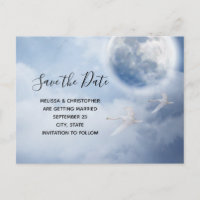Beautiful Blue Sky mit Flying Swans Save the Date