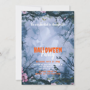 Beautiful Blue Sky Pink Blume Halloween-Party Einladung