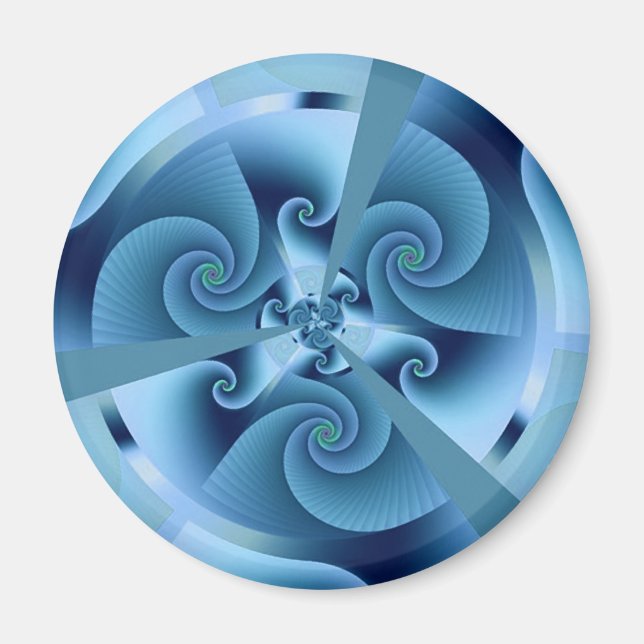Beautiful Blue Spiral Frische Fraktal Kunst, Dicht Magnet (Vorne)