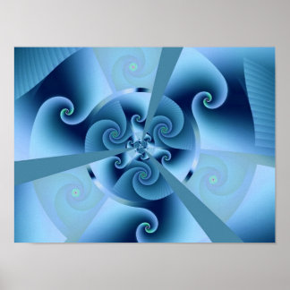 Beautiful Blue Spiral Frische Fraktal Kunst, Dicht Poster
