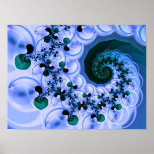 Beautiful Blue Spiral Frische Fraktal Kunst, Dicht Poster
