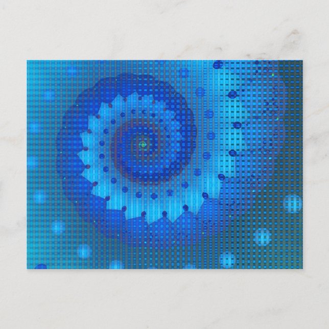 Beautiful Blue Spiral Frische Fraktal Kunst, Dicht Postkarte (Vorderseite)
