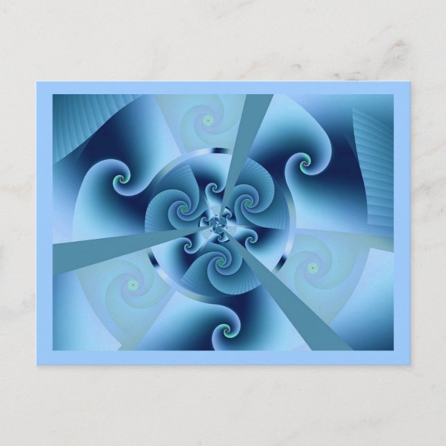Beautiful Blue Spiral Frische Fraktal Kunst, Dicht Postkarte (Vorderseite)