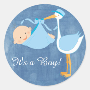 Beautiful Blue Stork Baby Duschkabine Party Sticke Runder Aufkleber