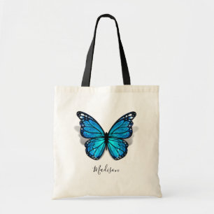 Beautiful Blue Watercolor 3D Butterfly Tragetasche