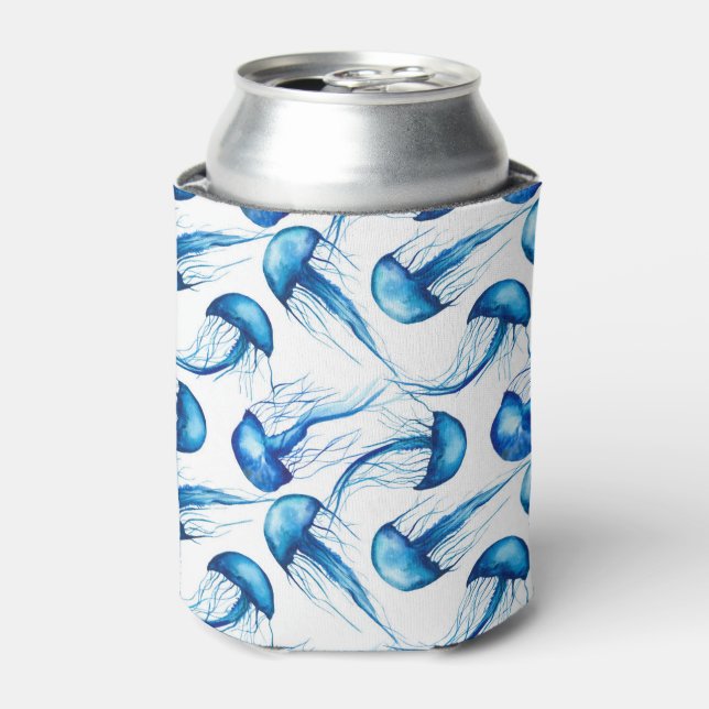 Beautiful Blue Watercolor Jellyfish | Can Cooler Dosenkühler (Kanne Vorderseite)