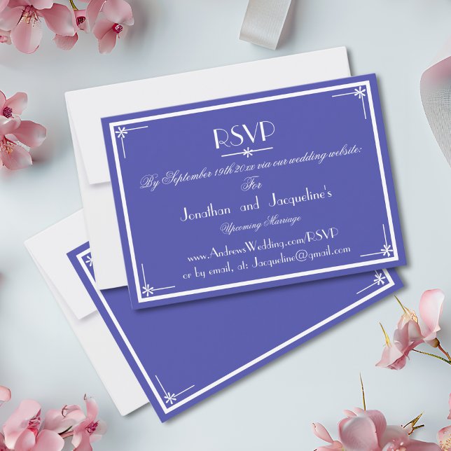 Beautiful Blue - Wedding Website RSVP Card Karte (Beautiful Blue with White Script - Wedding Website RSVP Cards.)