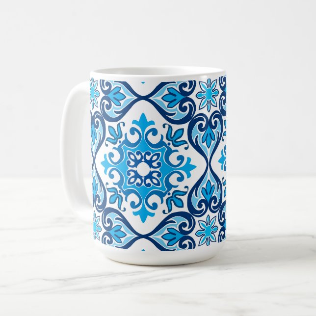 💙 🤍 Beautiful blue - white Azulejos X, Kaffeetasse (Vorderseite Links)