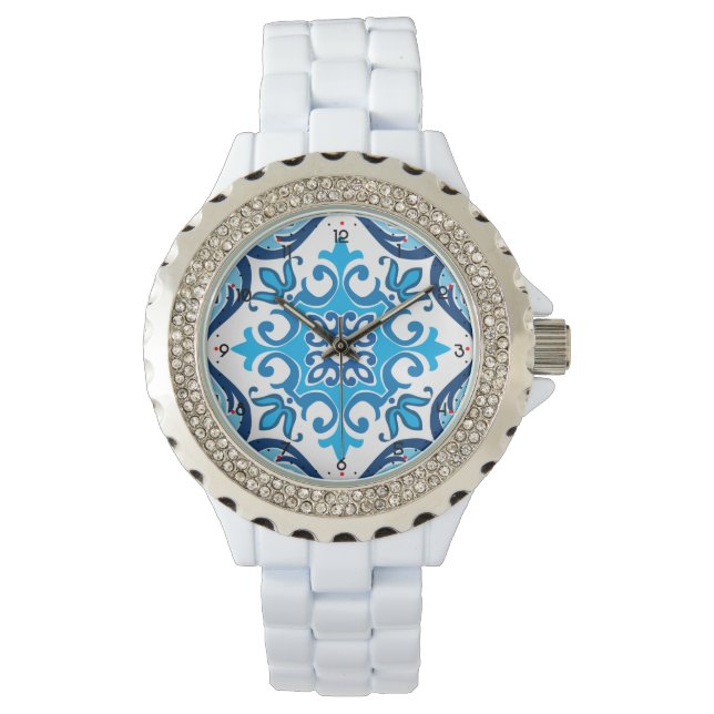 💙 🤍 Beautiful blue - white Azulejos X, Watch Armbanduhr (Vorderseite)