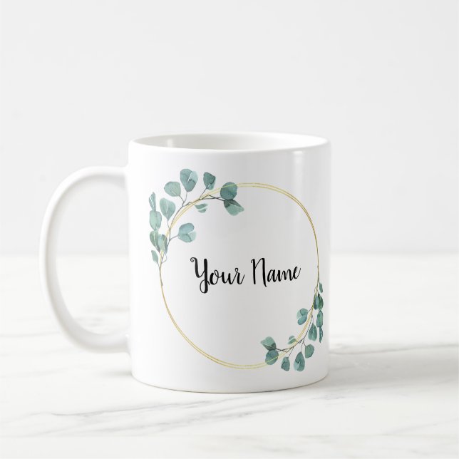 Beautiful Blumen Green Name Custom Kaffeetasse (Links)