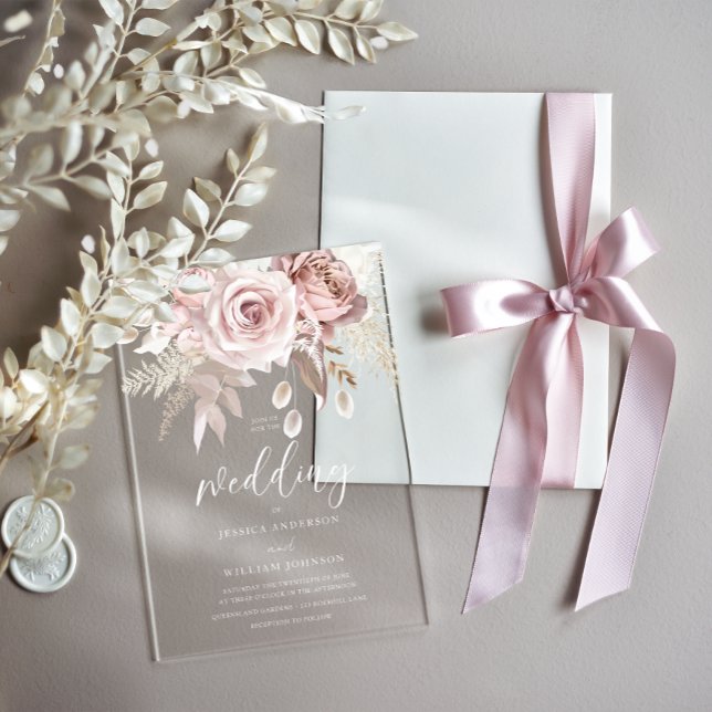 Beautiful Blush & Dusty Rose Frosted Wedding Acryleinladungen (Von Creator hochgeladen)