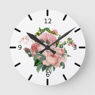 Beautiful Blush Pink Floral Bouquet Runde Wanduhr