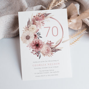 Beautiful Boho Blush 70. Geburtstagsparty Einladung