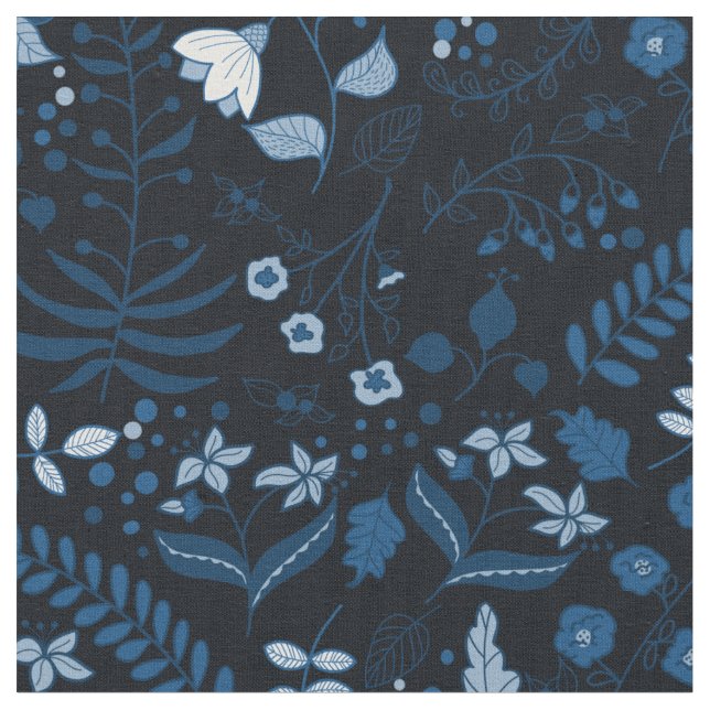 Beautiful Boho Floral Classic Blues Stoff (Nahaufnahme)