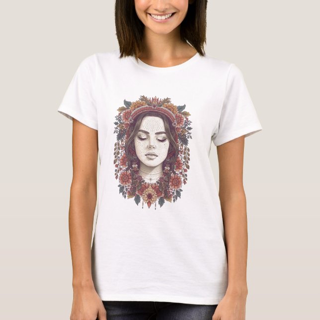 Beautiful Boho Floral Girl T-Shirt  (Vorderseite)