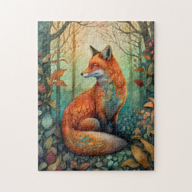 Beautiful Boho Forest Animal/Fox Puzzle (Vertikal)