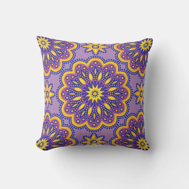 Beautiful Boho Lila Talavera Tile Kissen (Vorderseite)