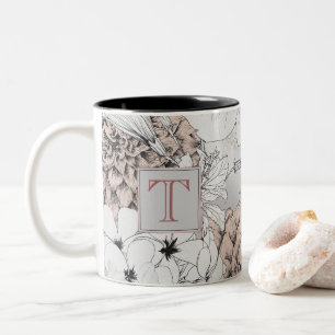 Beautiful Boho Moderne Blume Monogram Zweifarbige Tasse