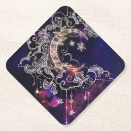 Beautiful Boho Moon Stars Blau Lila Untersetzer