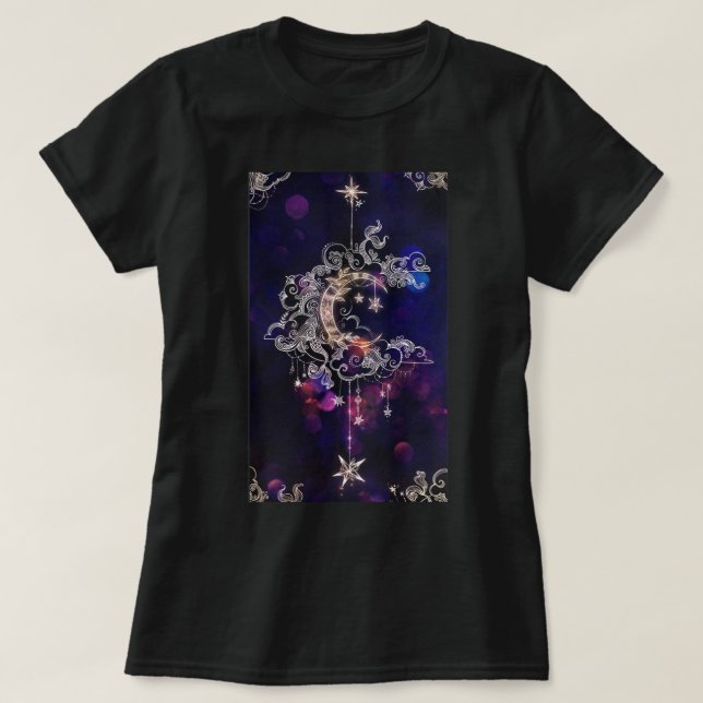 Beautiful Boho Moon Stars Blue Lila Women's T-Shirt (Design vorne)