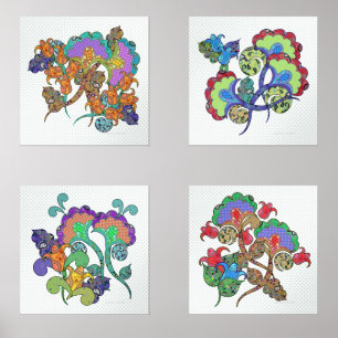 Beautiful Boho Paisley Blume Bilderwand Sets