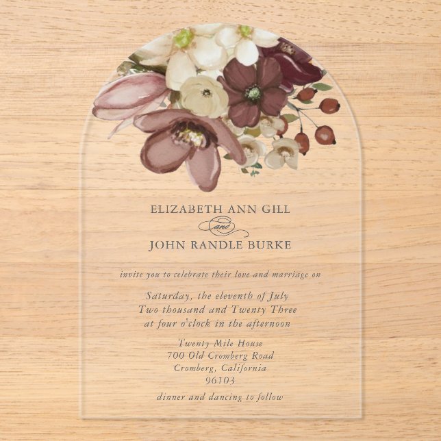 Beautiful boho rose & neutral wedding  acryleinladungen (Vorderseite)