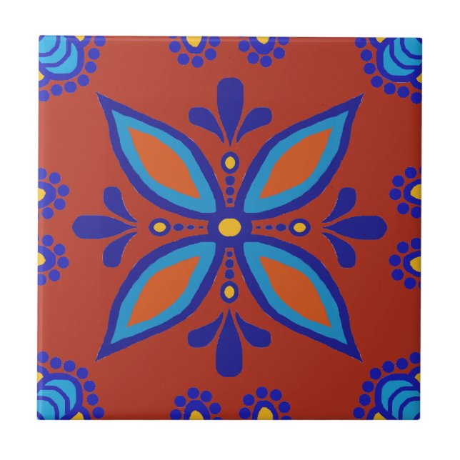Beautiful Boho Talavera Tile Fliese (Vorderseite)