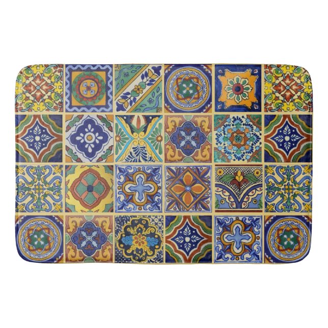 Beautiful Boho Talavera Tiles Badematte (Vorderseite)