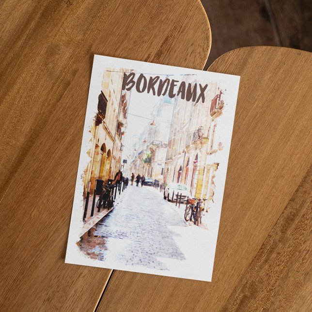 Beautiful Bordeaux Frankreich Watercolor Reisen Postkarte (bordeaux france stylish travel postcard)