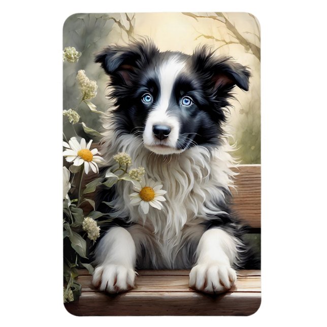 Beautiful Border Collie Dog Blume Kühlschrank Magnet (Vertikal)