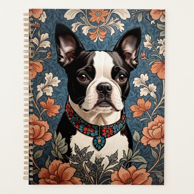 Beautiful Boston Terrier William Morris Inspiriert Planer (Vorderseite)