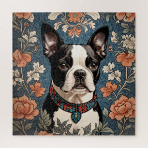 Beautiful Boston Terrier William Morris Inspiriert Puzzle