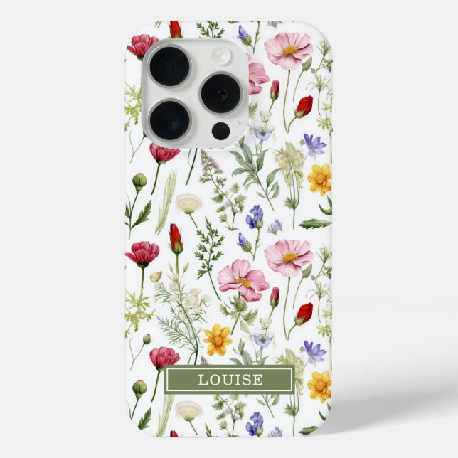 Beautiful Botanical Wildflowers Name Case-Mate iPhone Hülle (Rückseite)