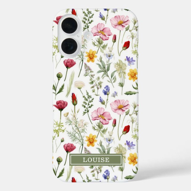 Beautiful Botanical Wildflowers Name Case-Mate iPhone Hülle (Rückseite)