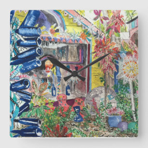 Beautiful Bowling Ball House Painting Wall Clock Quadratische Wanduhr