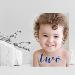 Beautiful Boy GIRL 2. Geburtstag Party Foto Blau Einladung