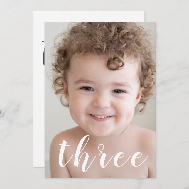 Beautiful Boys 3. Geburtstag Party Foto & Script Einladung (Vorne/Hinten)