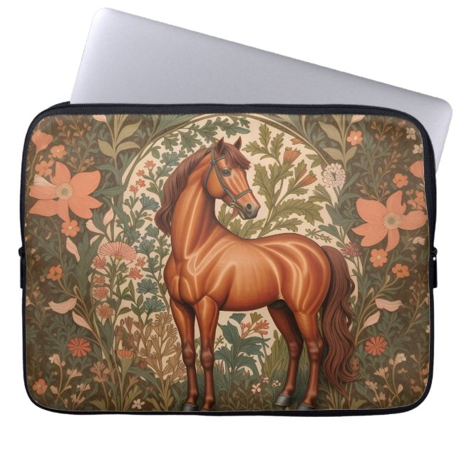 Beautiful Brown Horse William Morris Inspired  Laptopschutzhülle (Vorderseite)