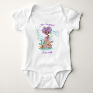 Beautiful Brown Mermaid Birthday Girl Baby Strampler