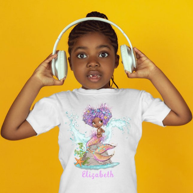 Beautiful Brown Mermaid Birthday Girl Baby T-shirt (Von Creator hochgeladen)