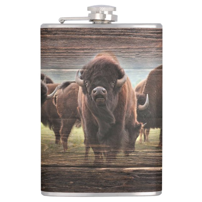 Beautiful Buffalo Herd Flachmann (Vorderseite)