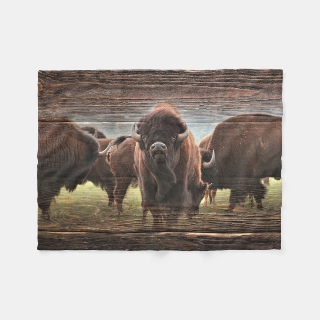 Beautiful Buffalo Herd Fleecedecke (Vorderseite (Horizontal))