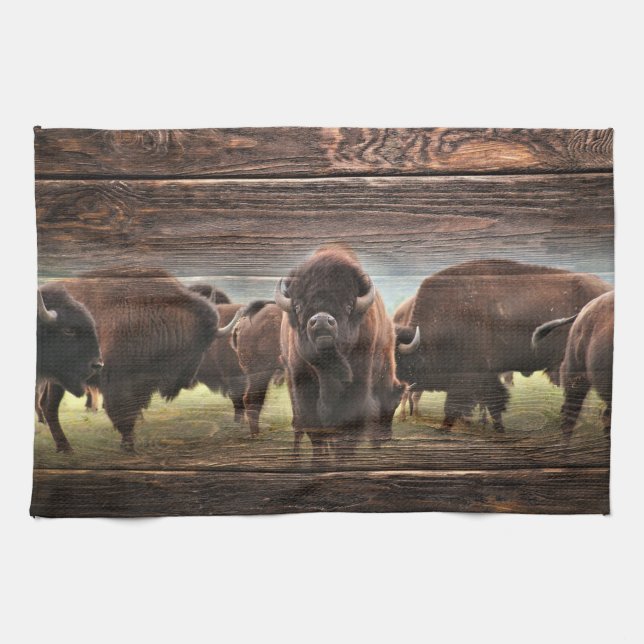 Beautiful Buffalo Herd Geschirrtuch (Horizontal)