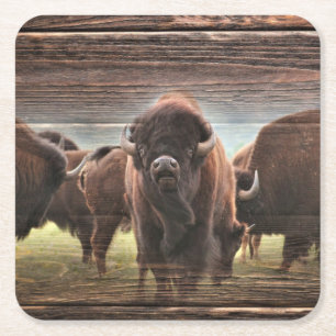 Beautiful Buffalo Herd Rechteckiger Pappuntersetzer