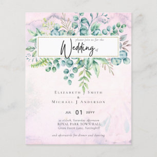 Beautiful Burgundy Blue Eucalyptus BUDGET Einladun Flyer