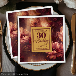 Beautiful Burgundy Blush Gold Wasserfarbe 30. Serviette
