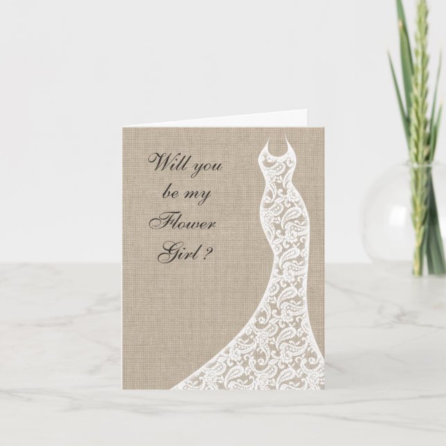 Beautiful Burlap wirst du meine Blume Girl Card se Einladung