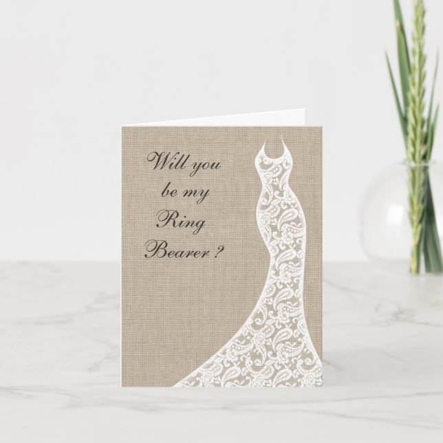 Beautiful Burlap wirst du meine Ring Bearer Card s Einladung (Vorderseite)